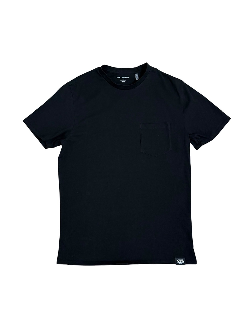 Karl Lagerfeld Black Short-Sleeve Crewneck T-Shirt Chest Pocket Mens Size Medium